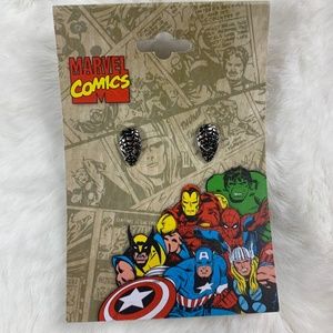 Marvel Spiderman Head Stud Earrings Silvertone